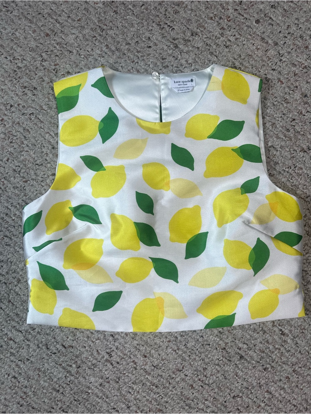 Kate Spade Cropped Sleeveless Top Lemon Print Size 10 - Picture 5 of 6